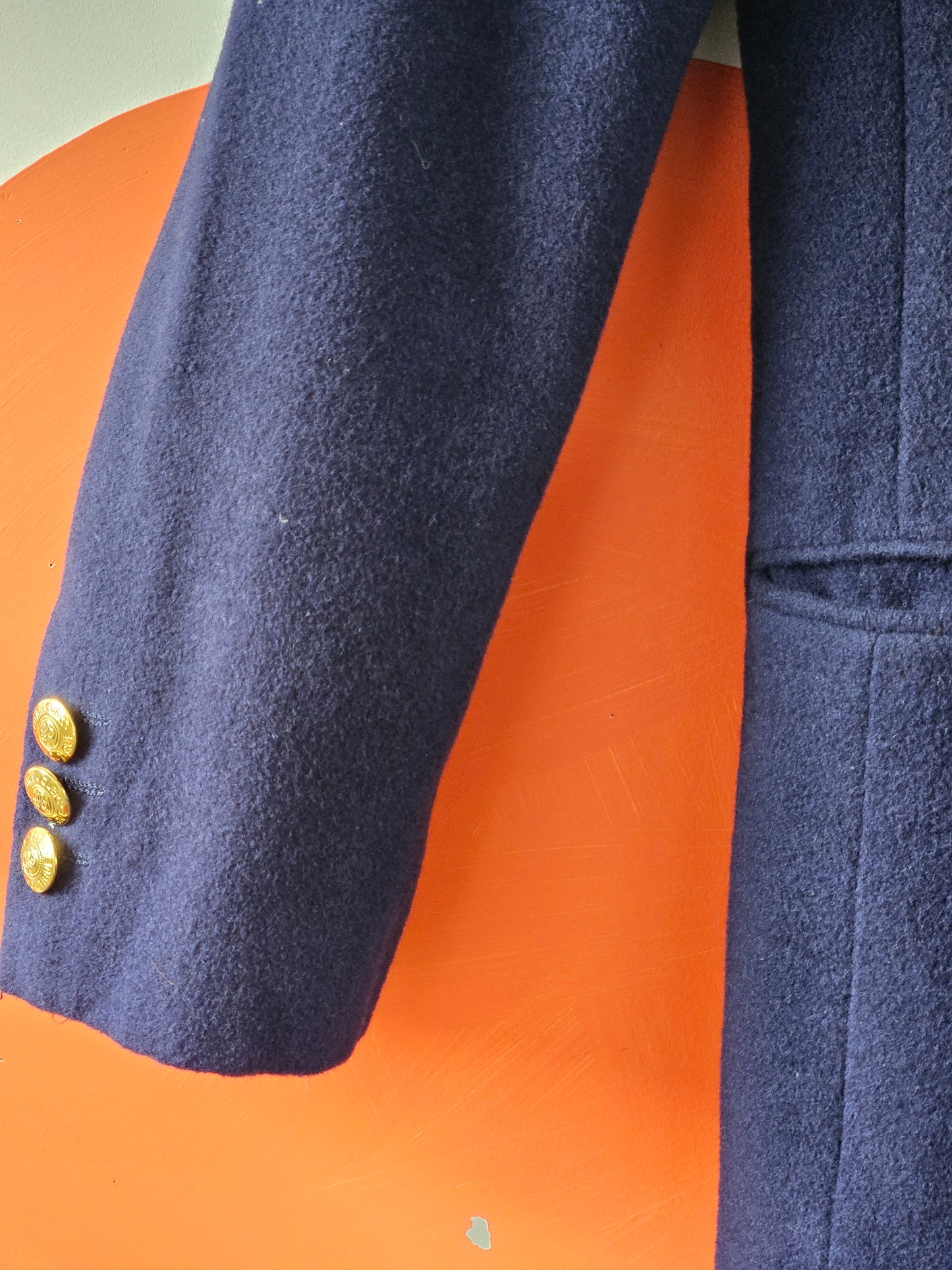 Alpha Cubic Boutique Japanese Vintage Navy Crest Blazer