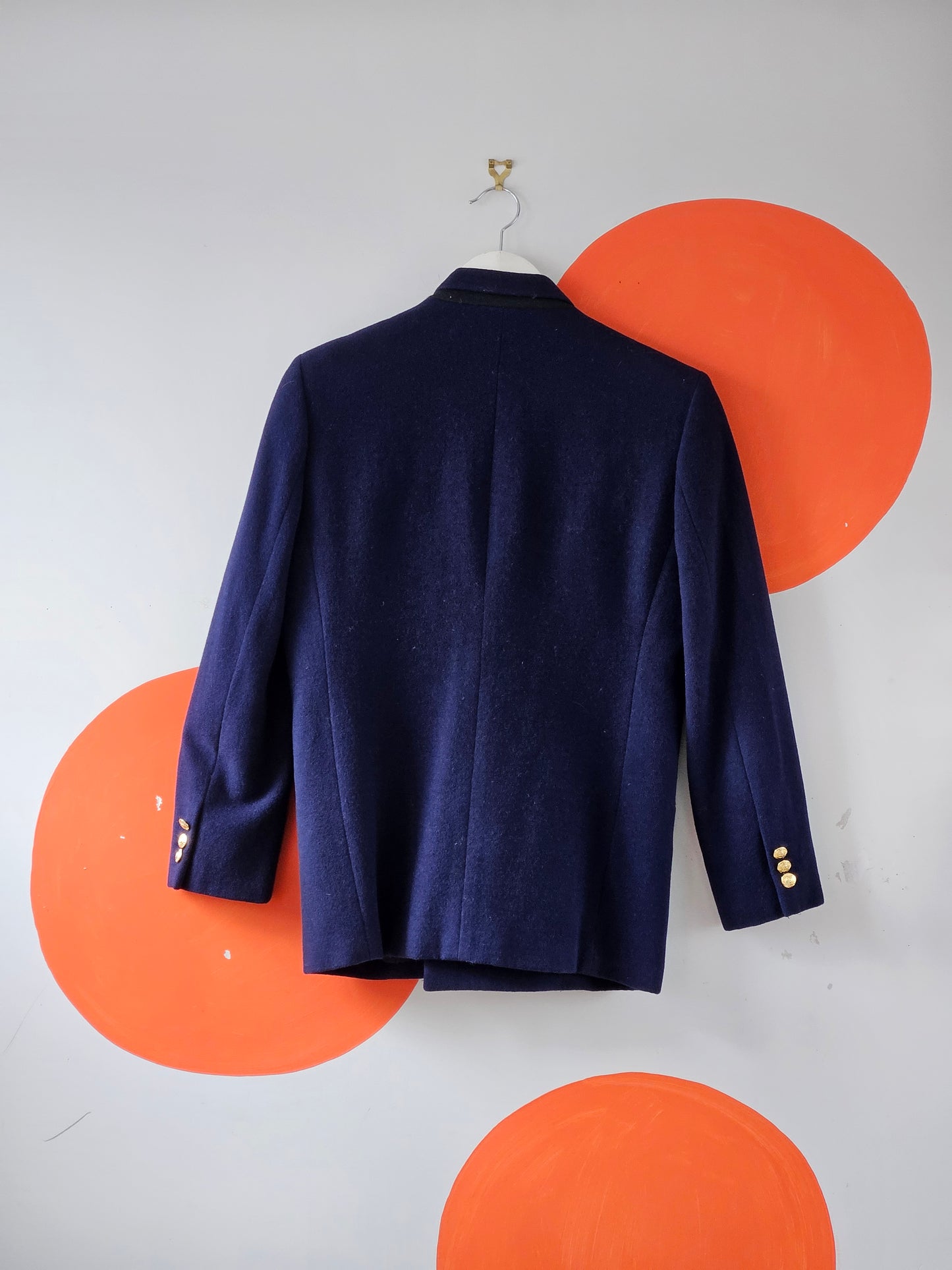 Alpha Cubic Boutique Japanese Vintage Navy Crest Blazer
