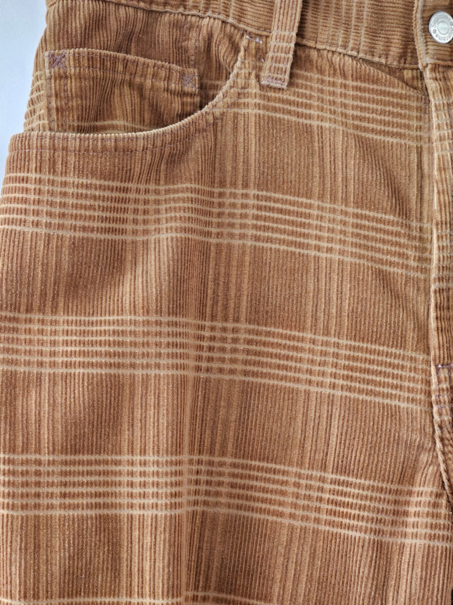 Supreme Fw14 Brown Plaid Corduroy Trousers