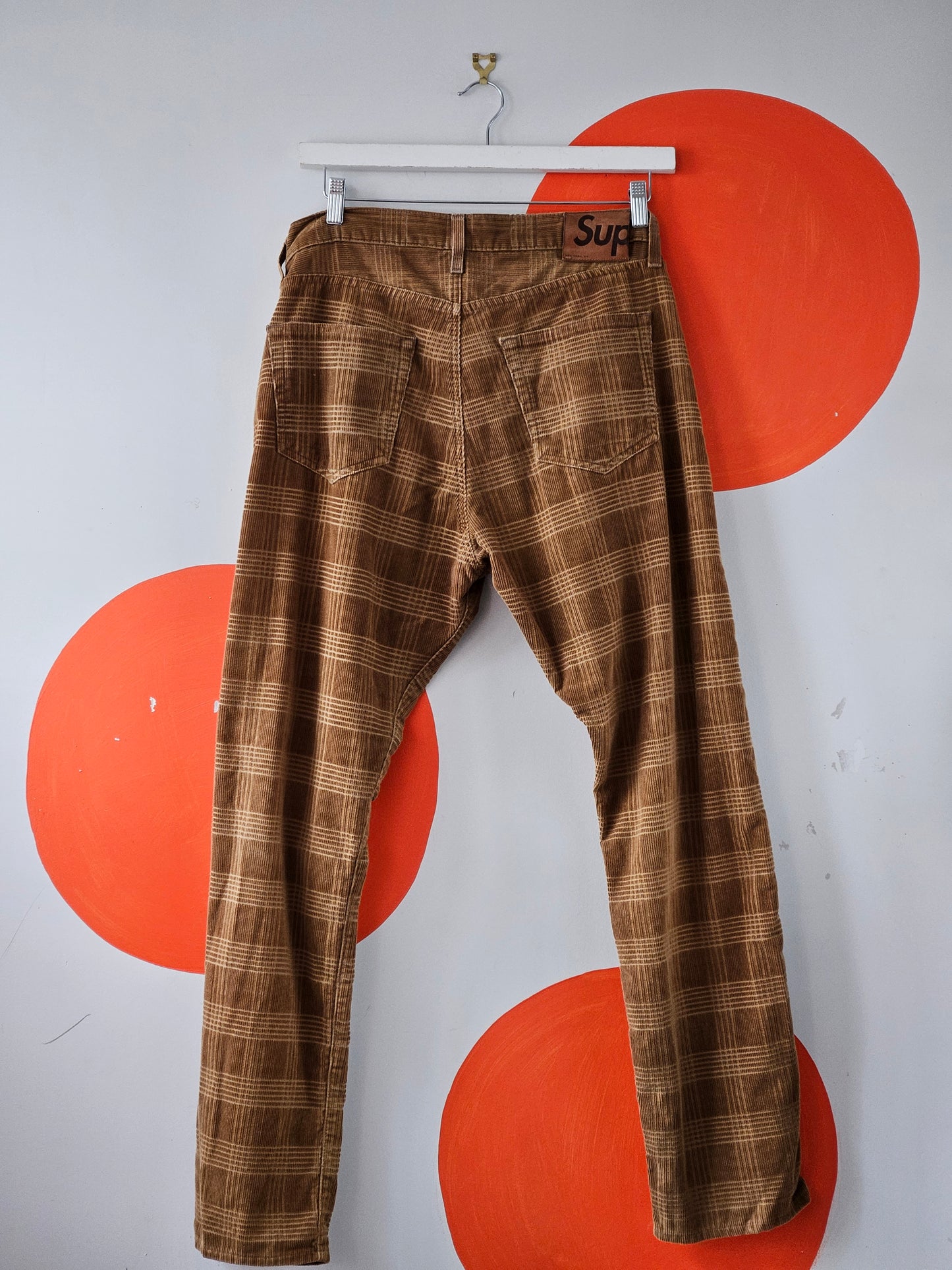 Supreme Fw14 Brown Plaid Corduroy Trousers