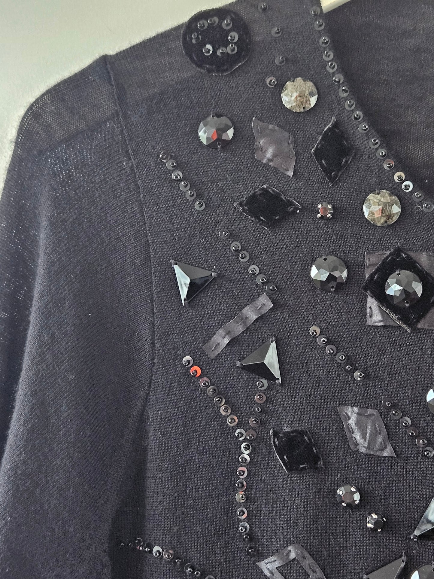 Marina Rinaldi Y2K Embellished Black Knit Top