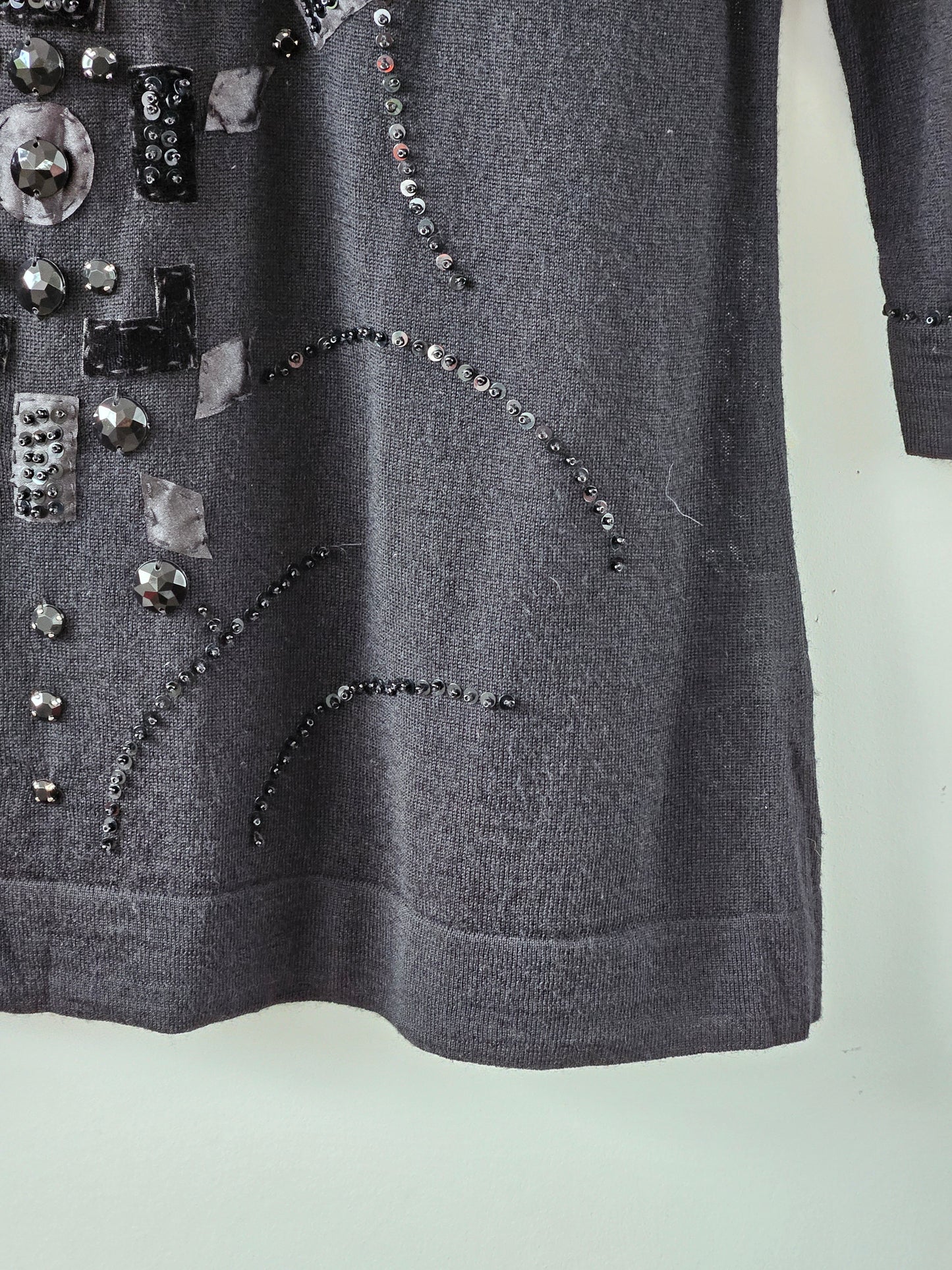 Marina Rinaldi Y2K Embellished Black Knit Top