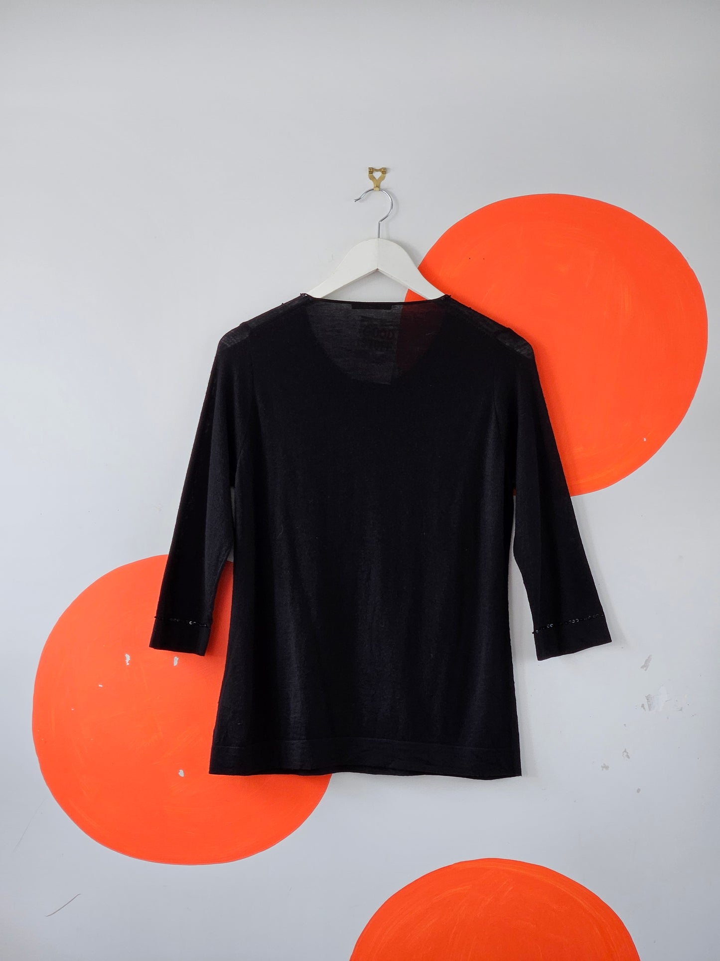 Marina Rinaldi Y2K Embellished Black Knit Top