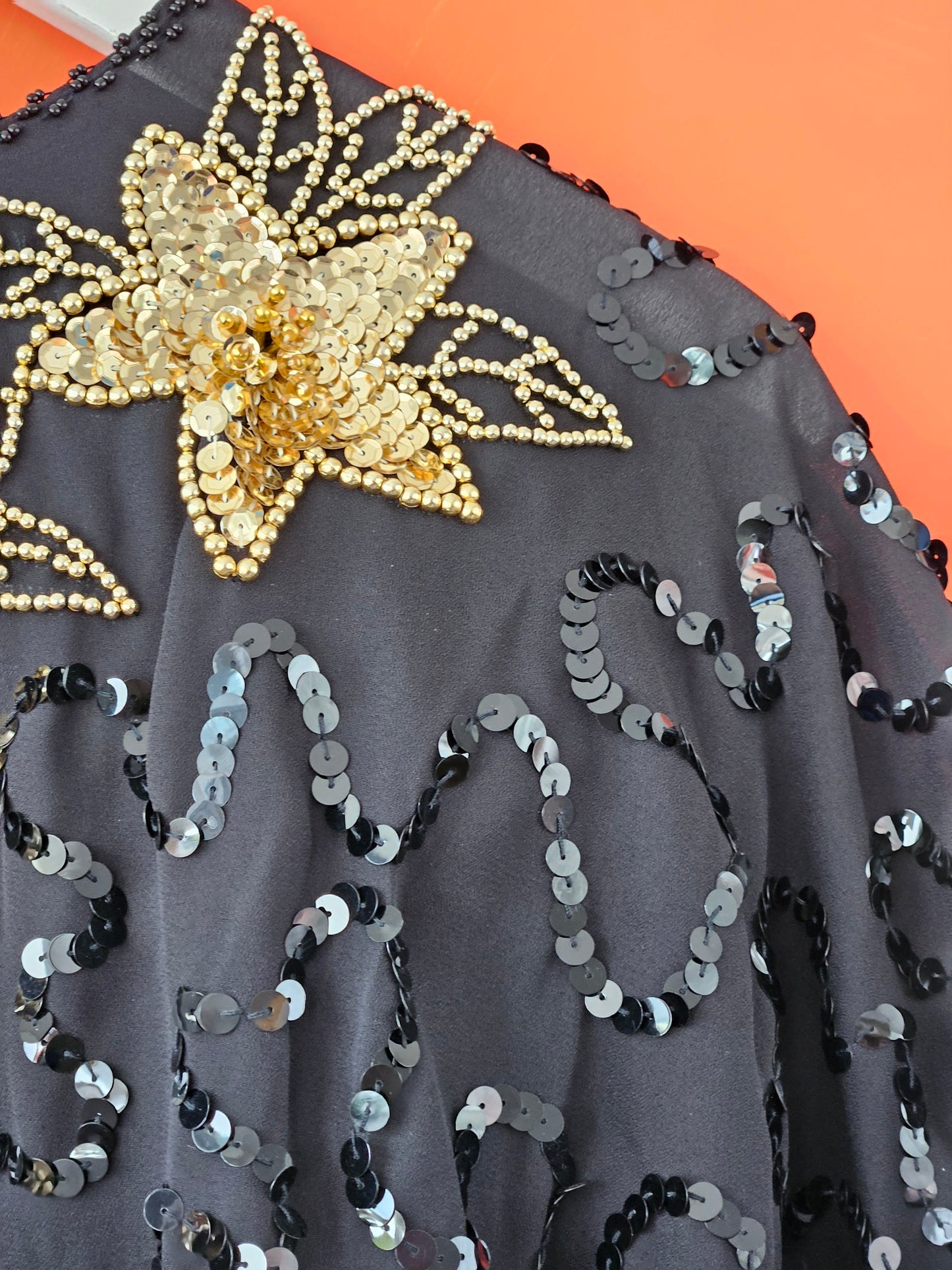 Charles Daniel Vintage Black-Gold Embellished Blouse