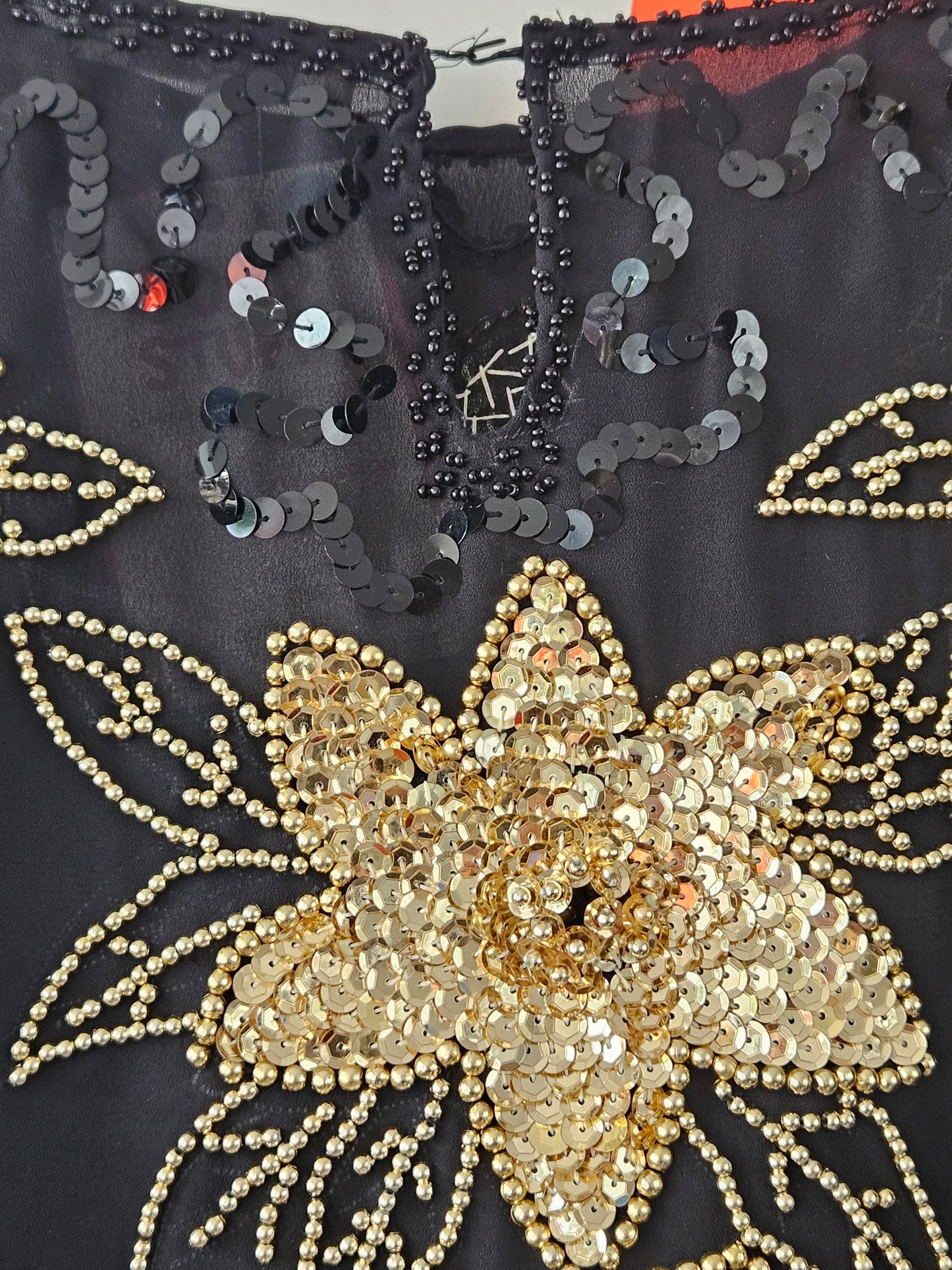 Charles Daniel Vintage Black-Gold Embellished Blouse
