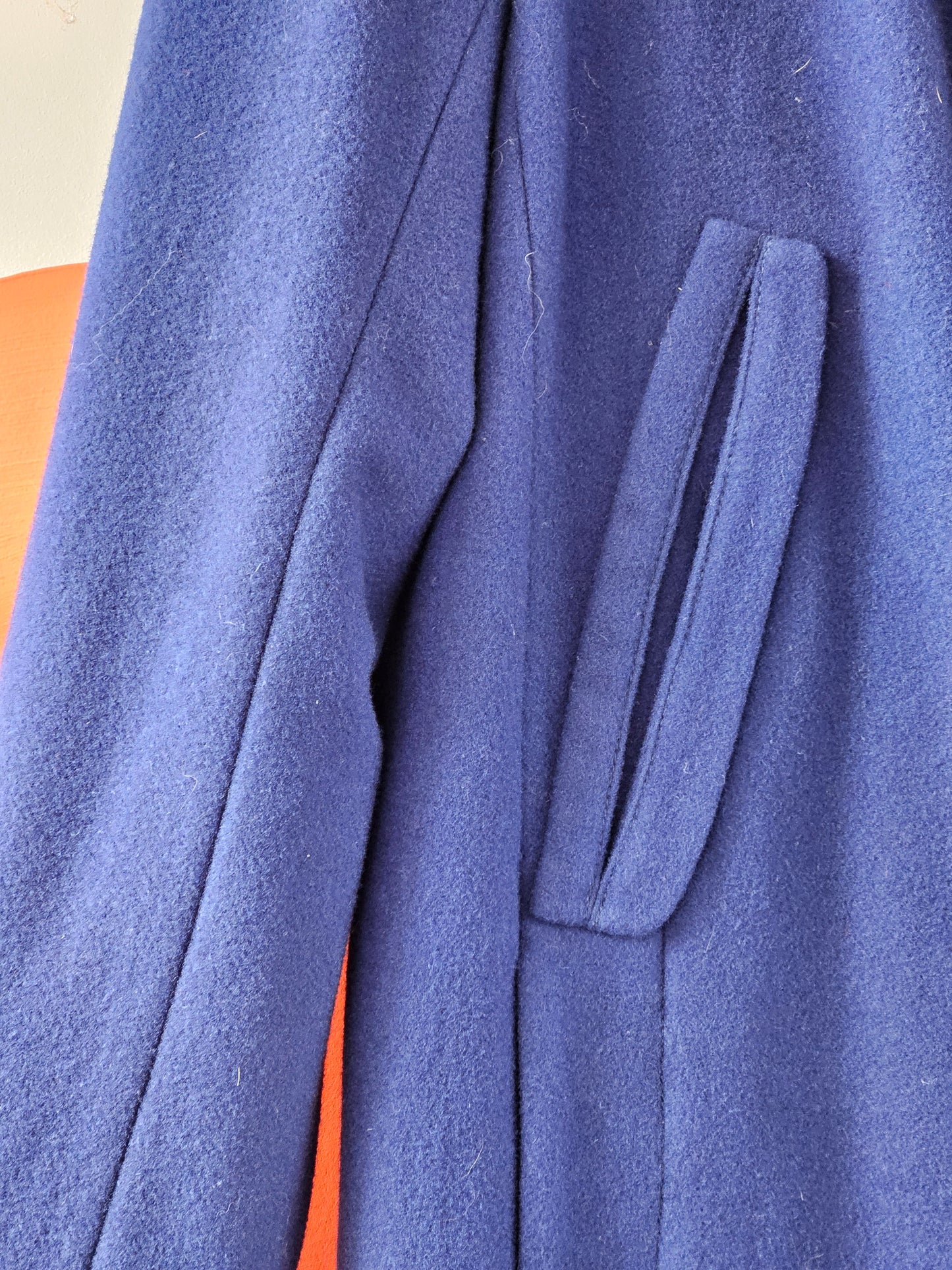 Croquis Blue Wool Blend Asymmetric Coat