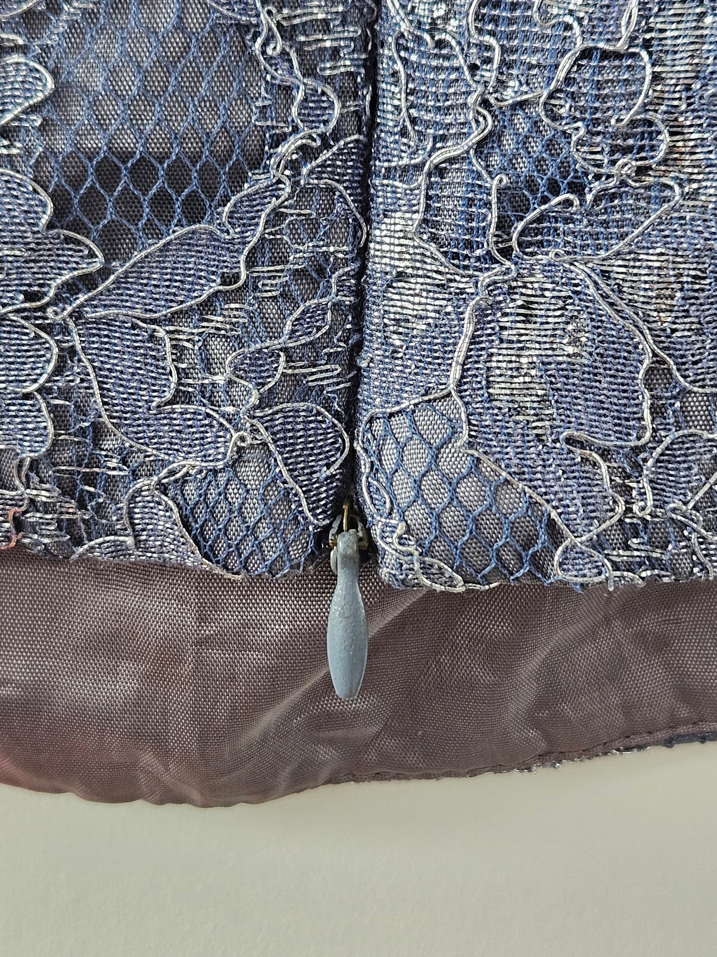 Crimson by Lawrence Kurtz Vintage Grey-Blue Sparkly Lace Tank