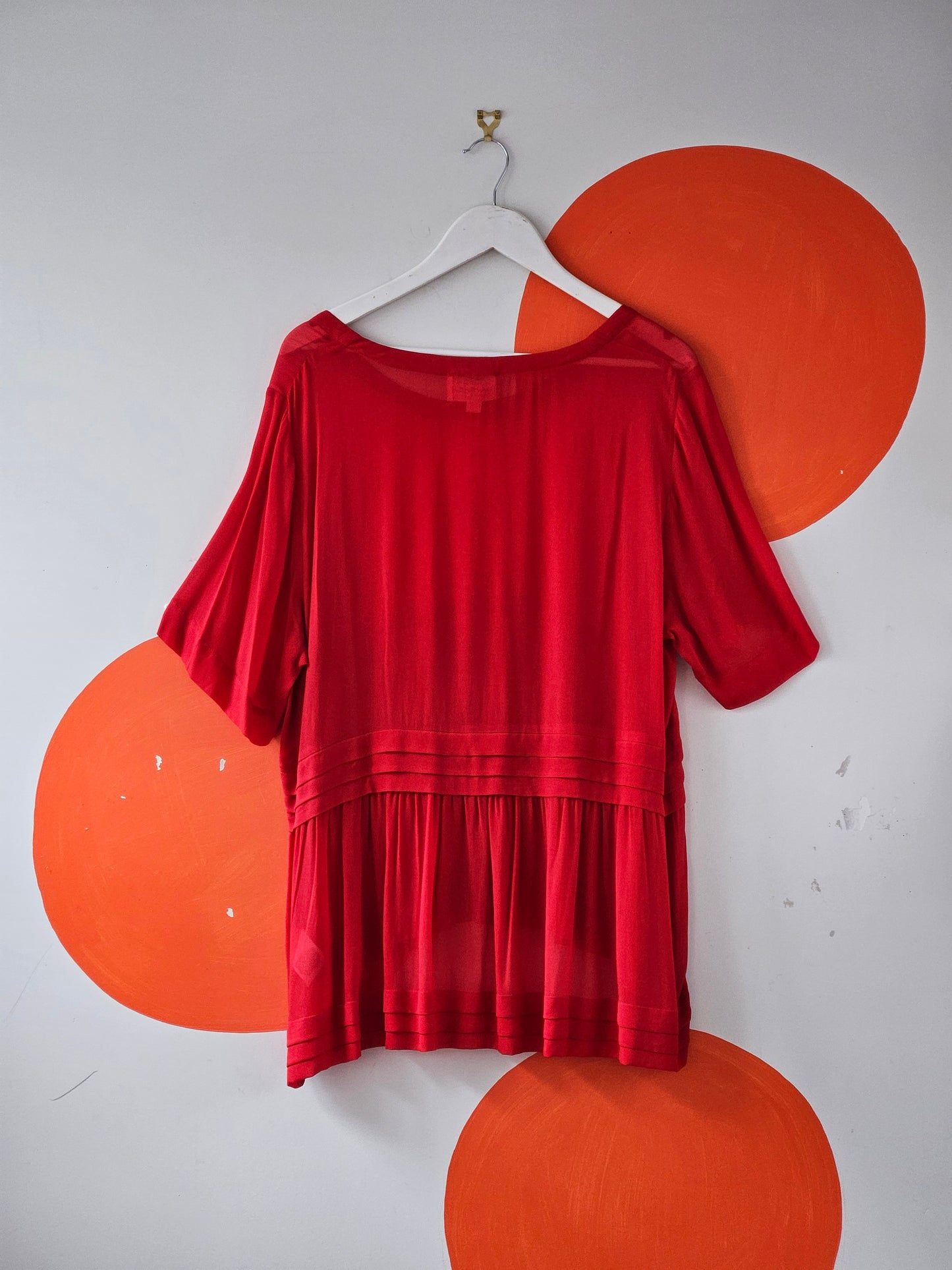 Curate Trelise Cooper 'Sheer Power' Red Flowy Blouse Top
