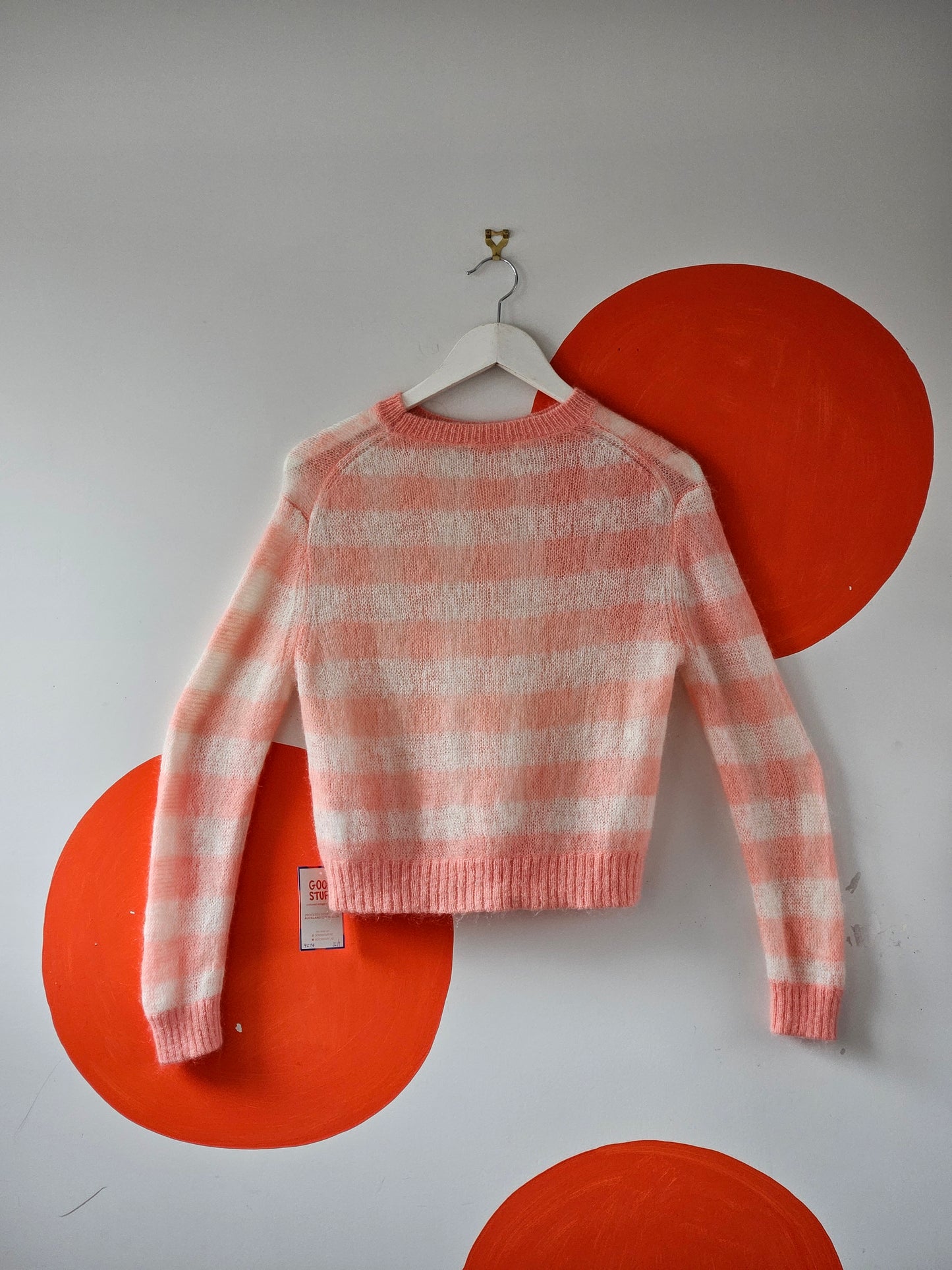 Sisy Chan Pink-White Stripe Knit Sweater