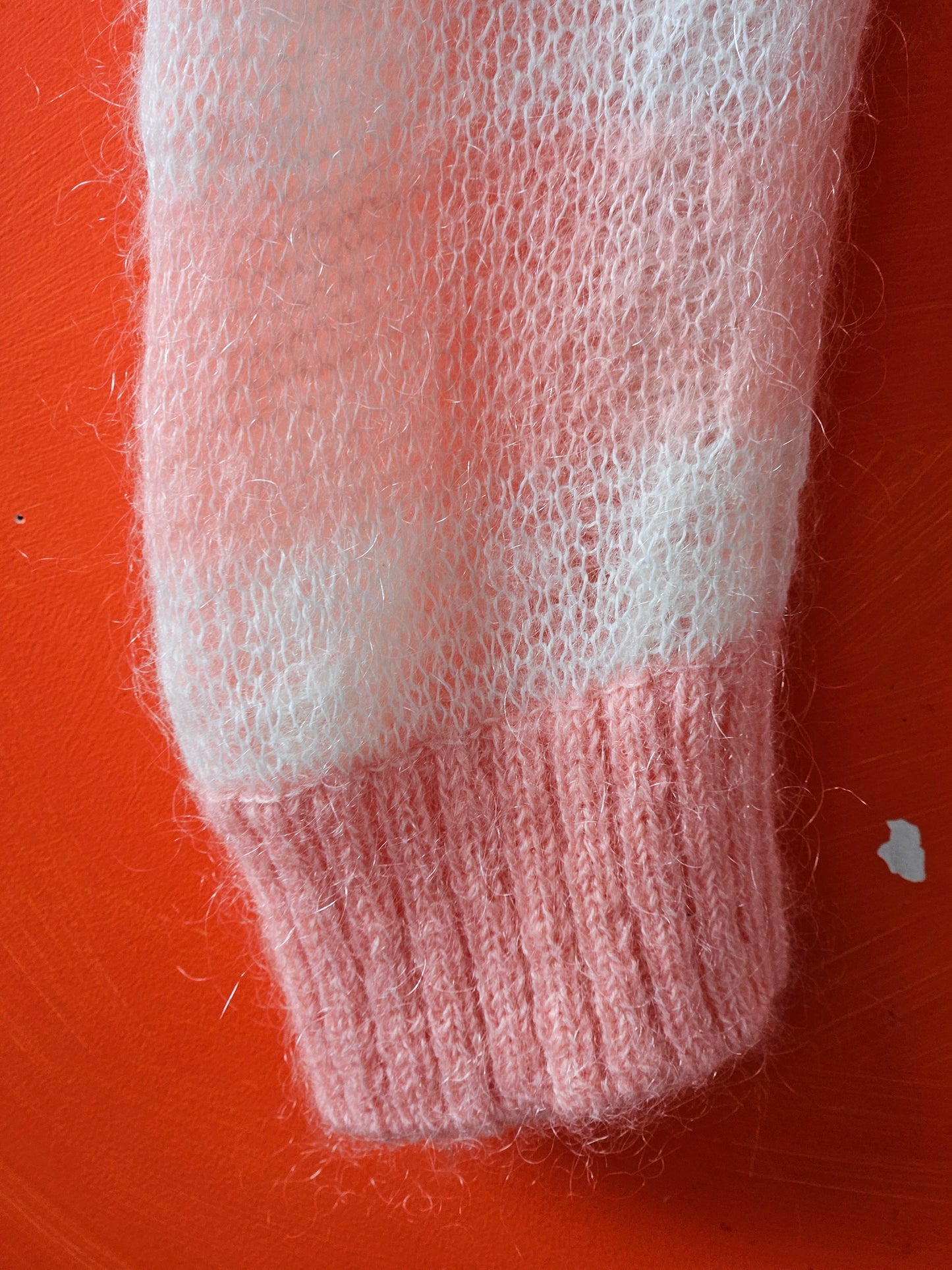 Sisy Chan Pink-White Stripe Knit Sweater