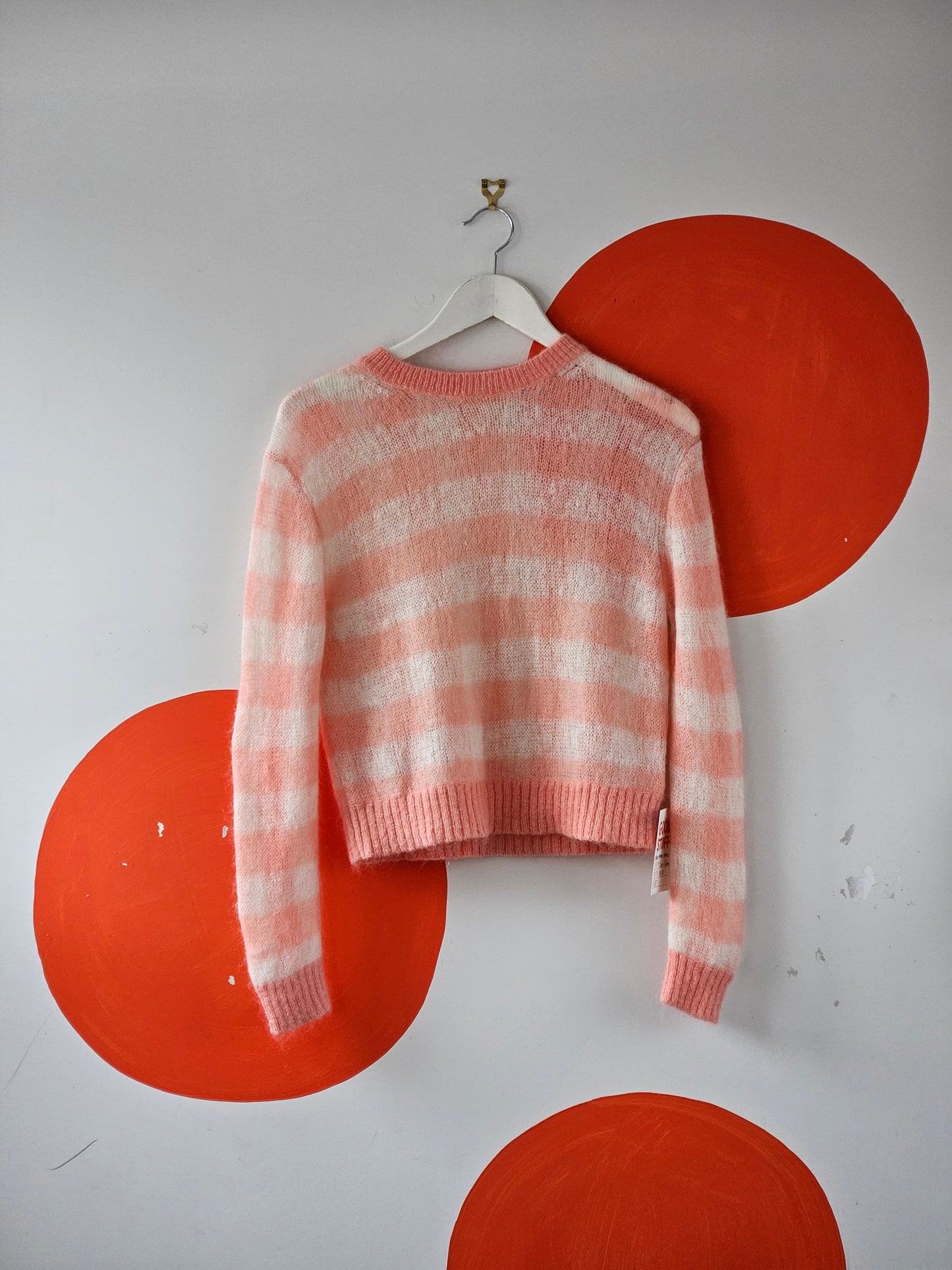 Sisy Chan Pink-White Stripe Knit Sweater