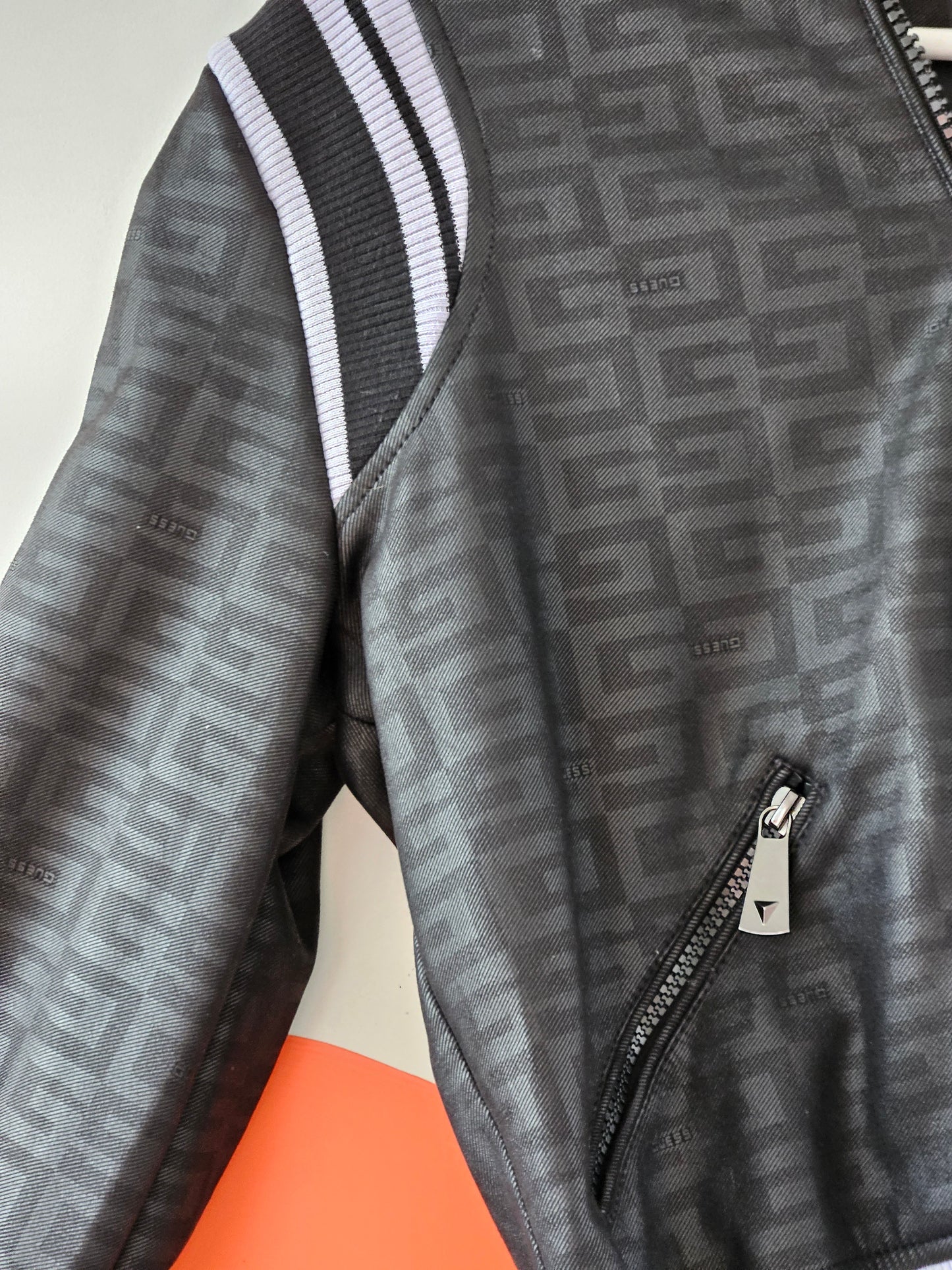 Guess Monogram Print Varsity Jacket