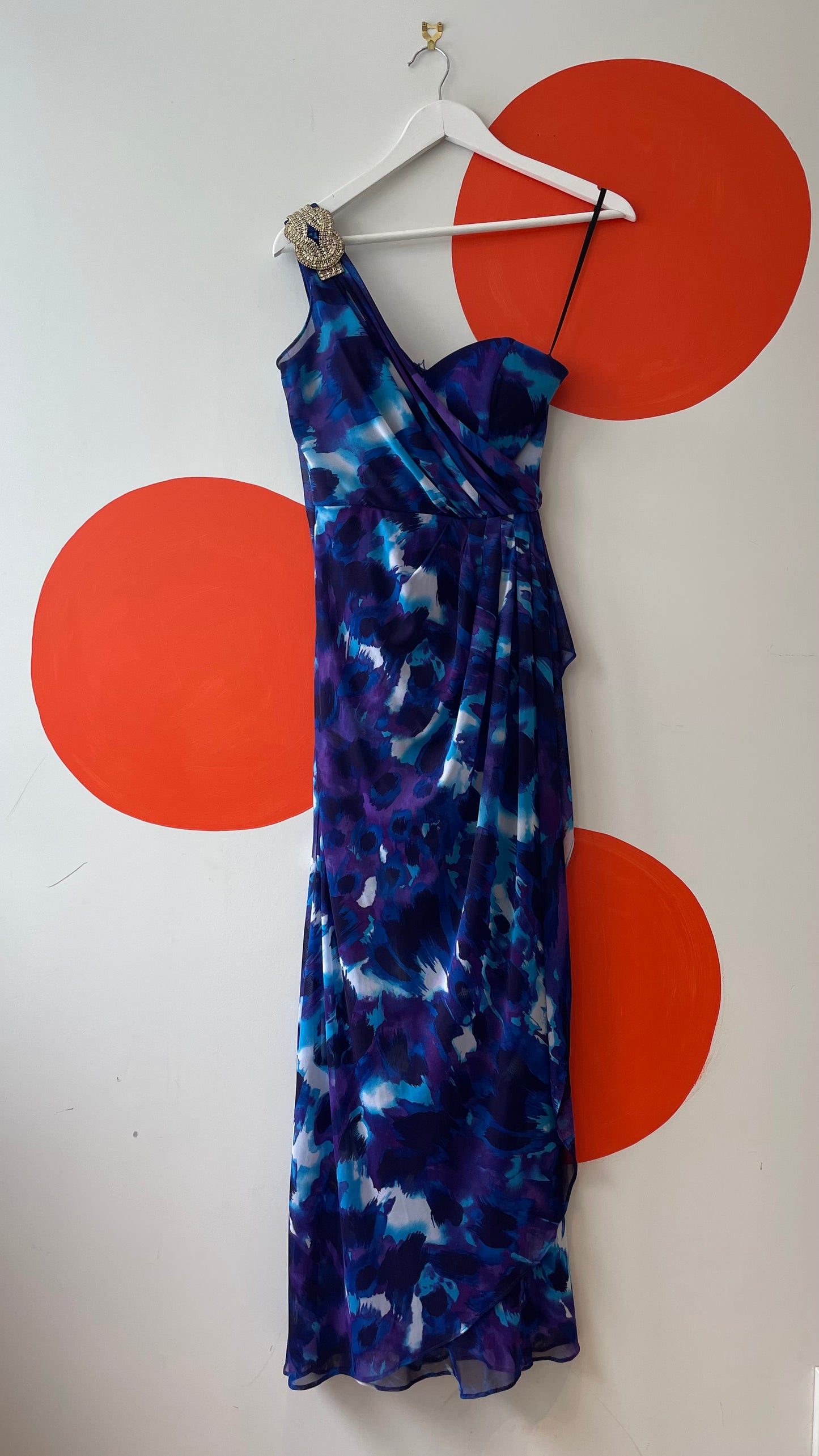 XSCAPE Blue-Purple Embellished Evening Dress Sz 10