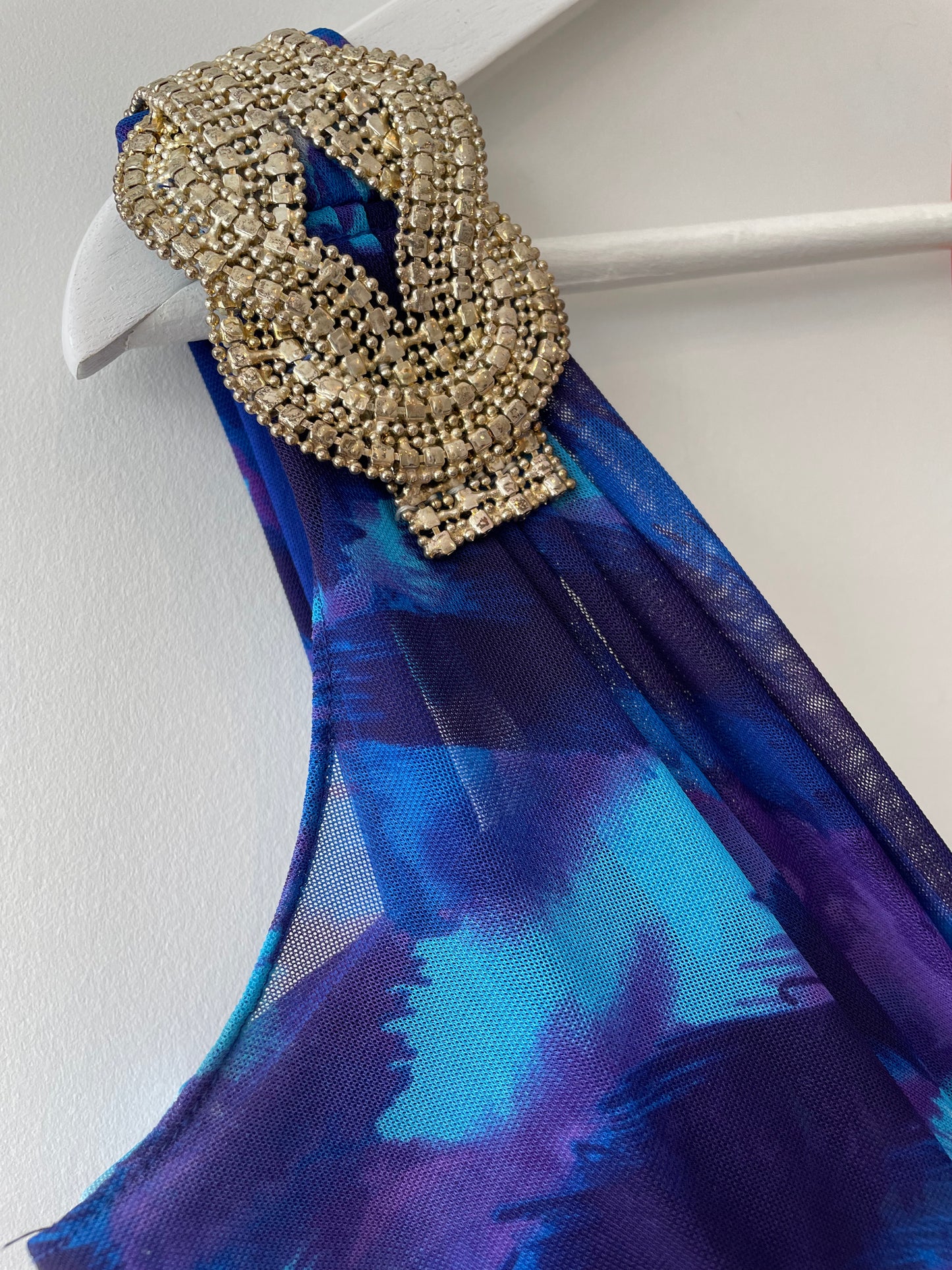 XSCAPE Blue-Purple Embellished Evening Dress Sz 10