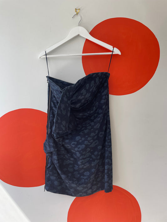 Lanvin Blue Leopard Print Denim Dress