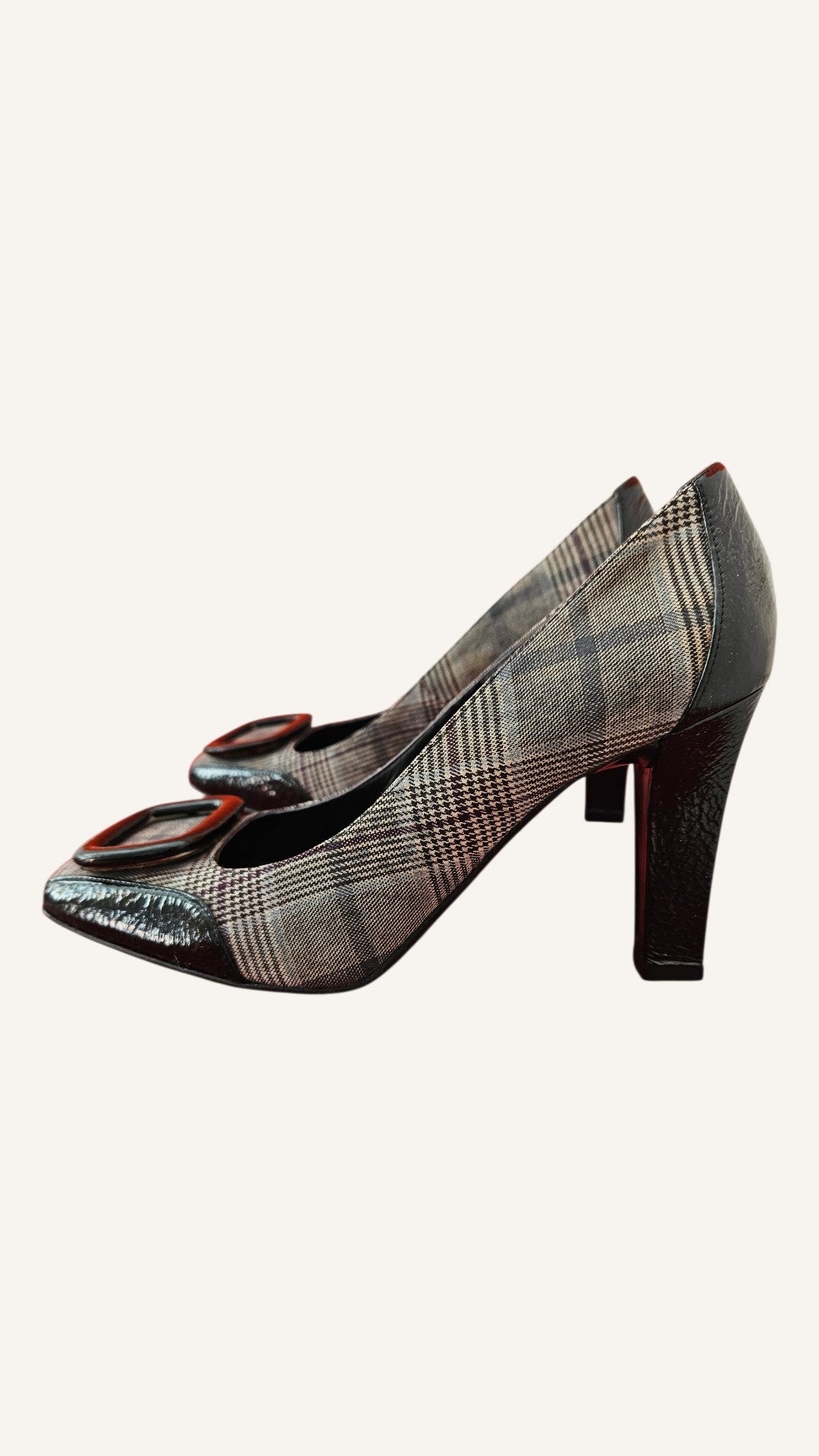 Salvador Sapena Black-Tan Tartan Heels
