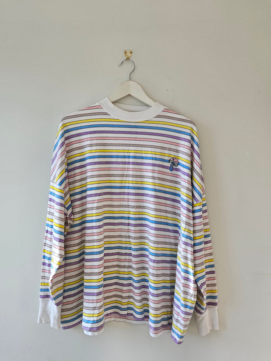 LAZY OAF Stripe Long Sleeve Cotton Tee Sz M/L