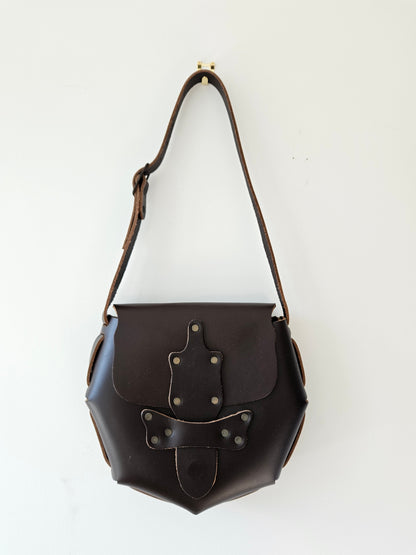 VINTAGE Brown Leather Saddle Bag