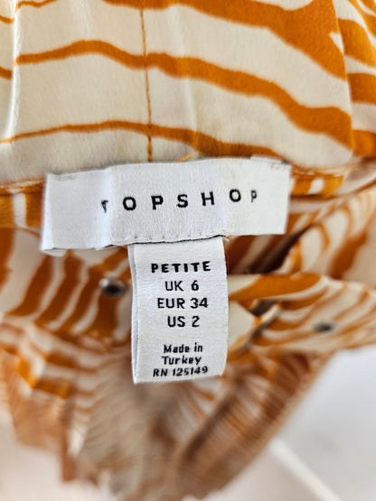 TOPSHOP Cream-Beige Zebra Print Skirt Sz 6