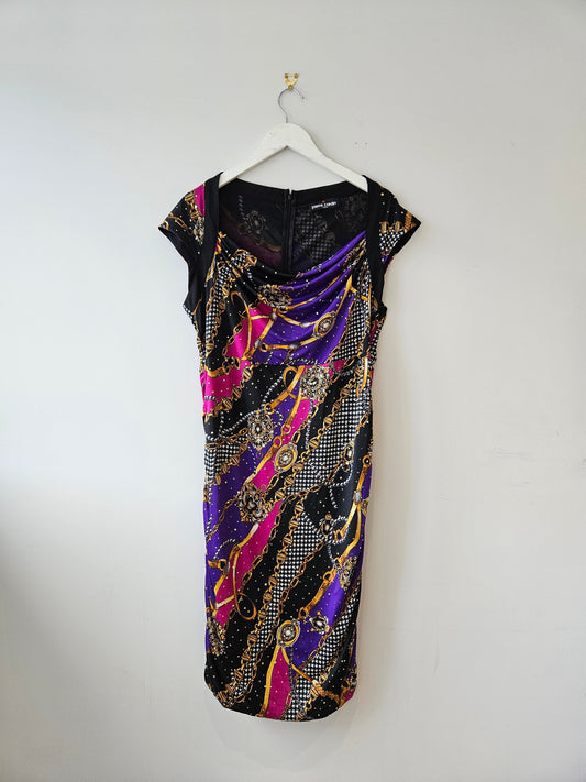 PIERRE CARDIN Sparkly Chain Print Dress Sz 16