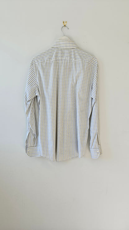 HUGO BOSS White-Grey Check Cotton Shirt Sz L