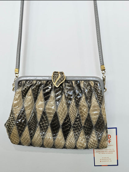 JANE SHILTON Snake Skin Grey Vintage Handbag