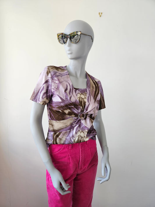 GERRY WEBER Y2K Lavender Graphic Print Top Sz 8