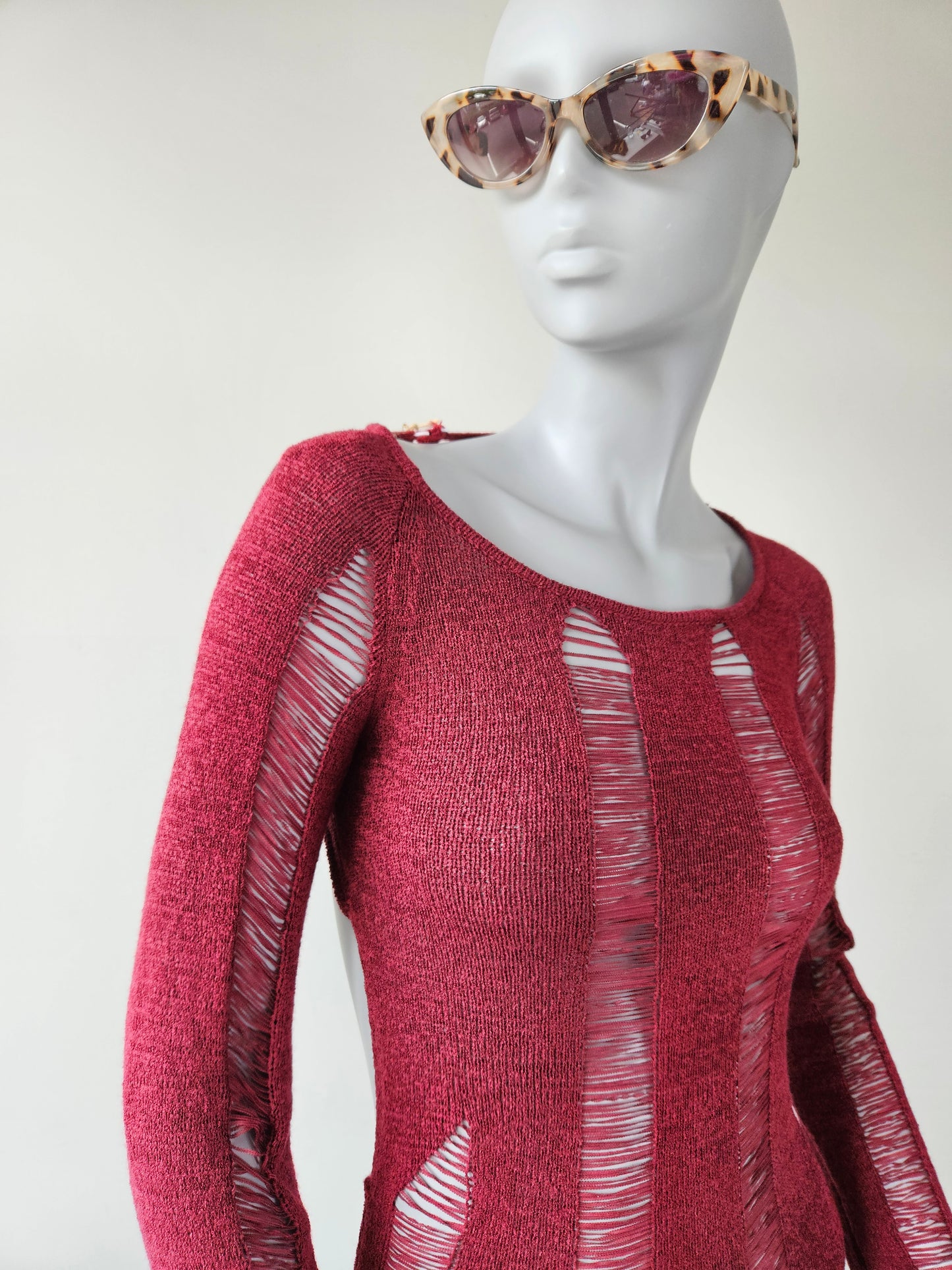 Crochet Maroon Clubbing Dress sz SMALL