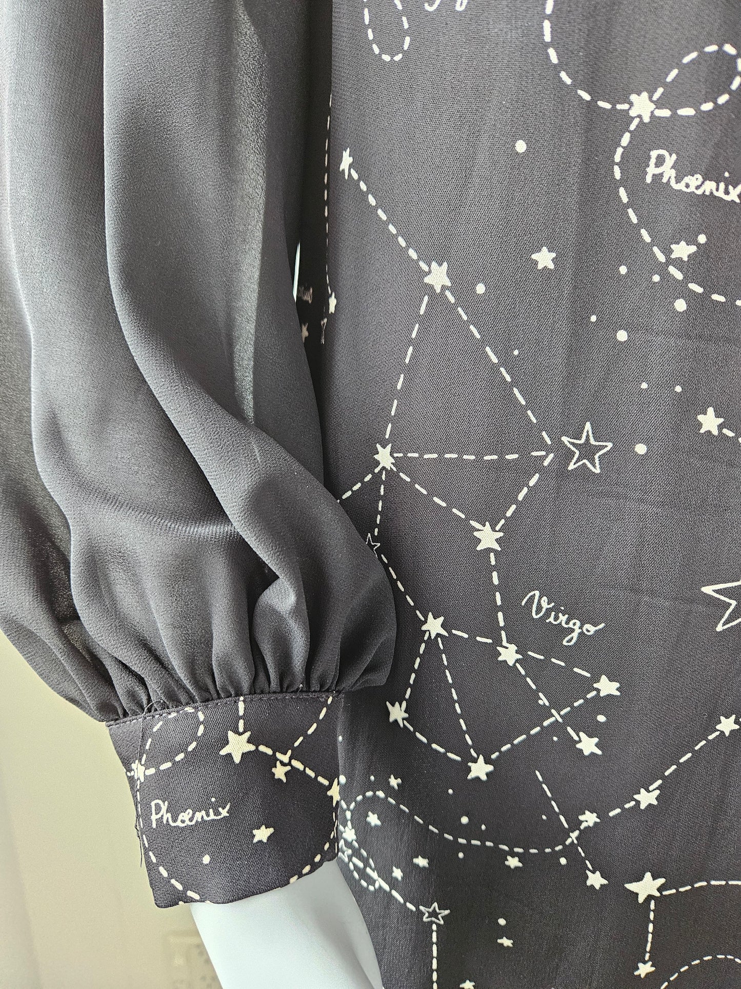 SANDRO Paris Black Mini Dress Star Signs Print sz6