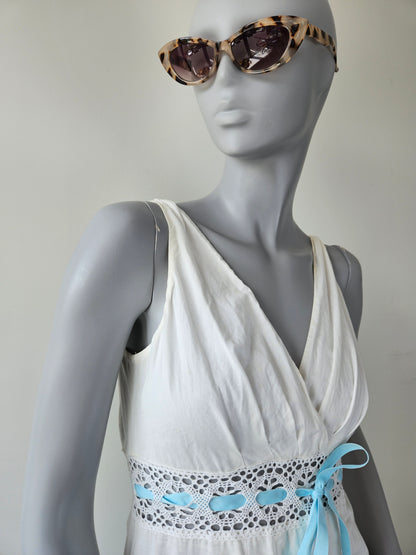 BANANA REPUBLIC White Cotton Crochet Summer Dress szMed