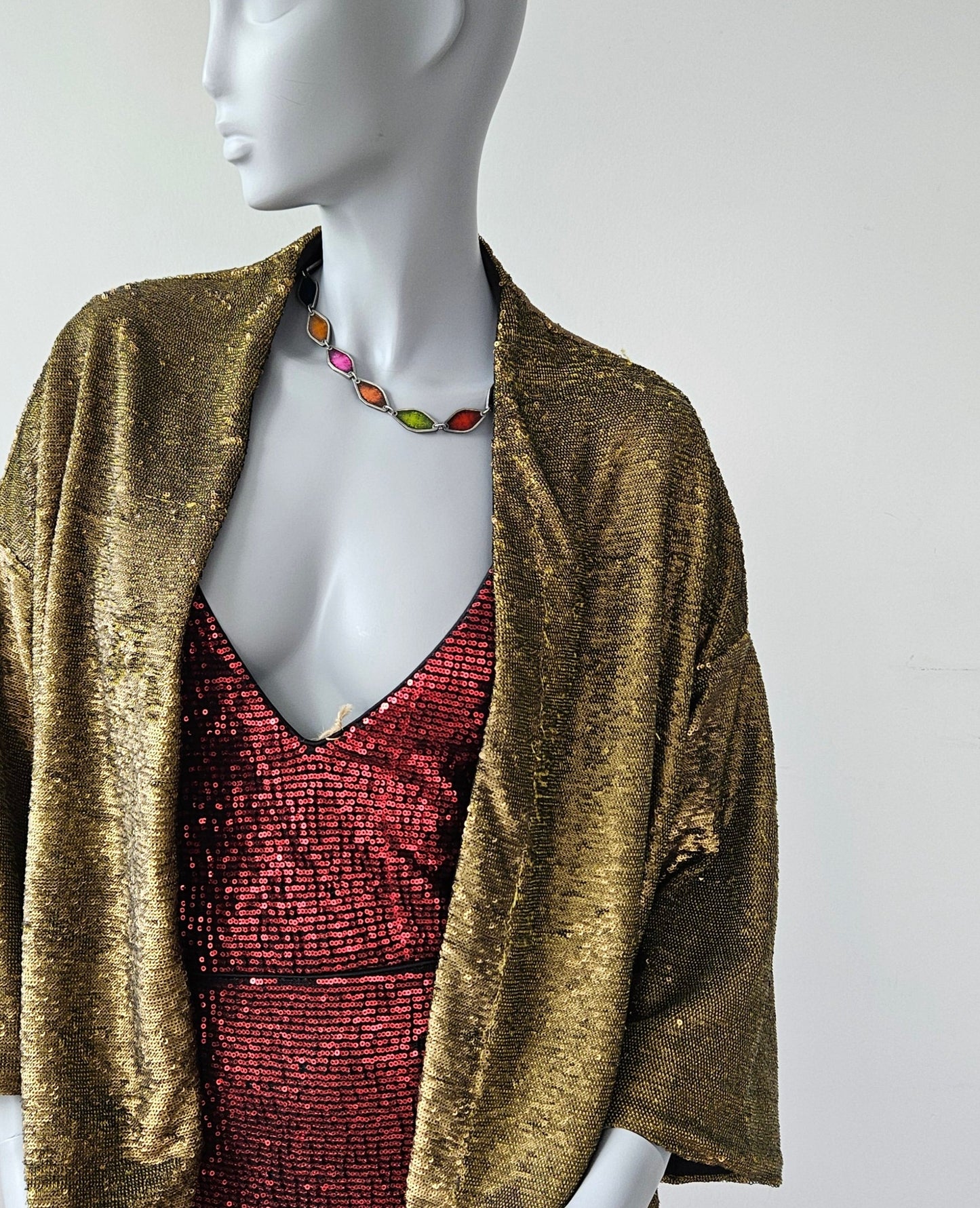Ottod'Ame Gold Sequin Cropped Jacket Robe sz10