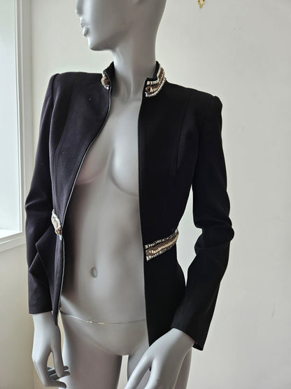 SASS AND BIDE Black Tailored Jacket Embellished Silver Details sz6