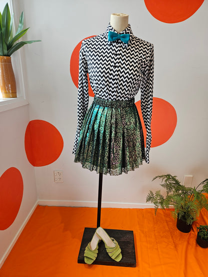 HOUSE OF HOLLAND Black-Green Leopard Print Ra Ra Skirt Sz 8