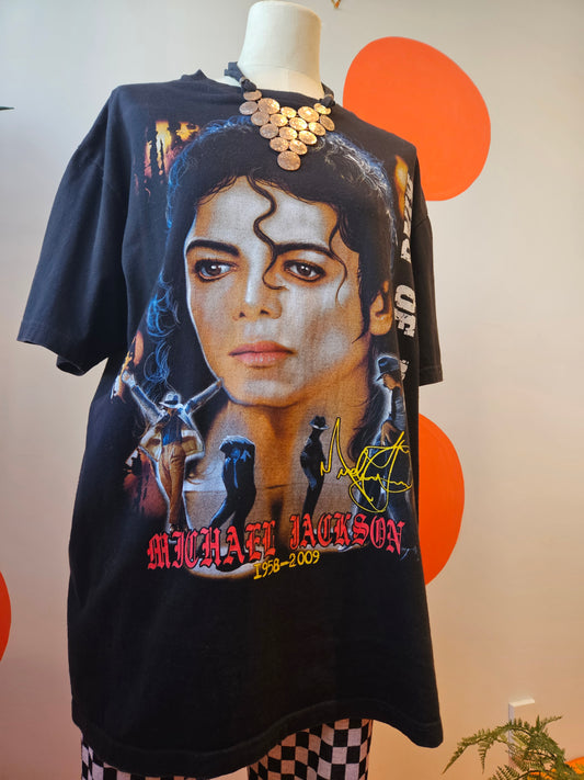 VINTAGE Michael Jackson Black Tee size 2xl