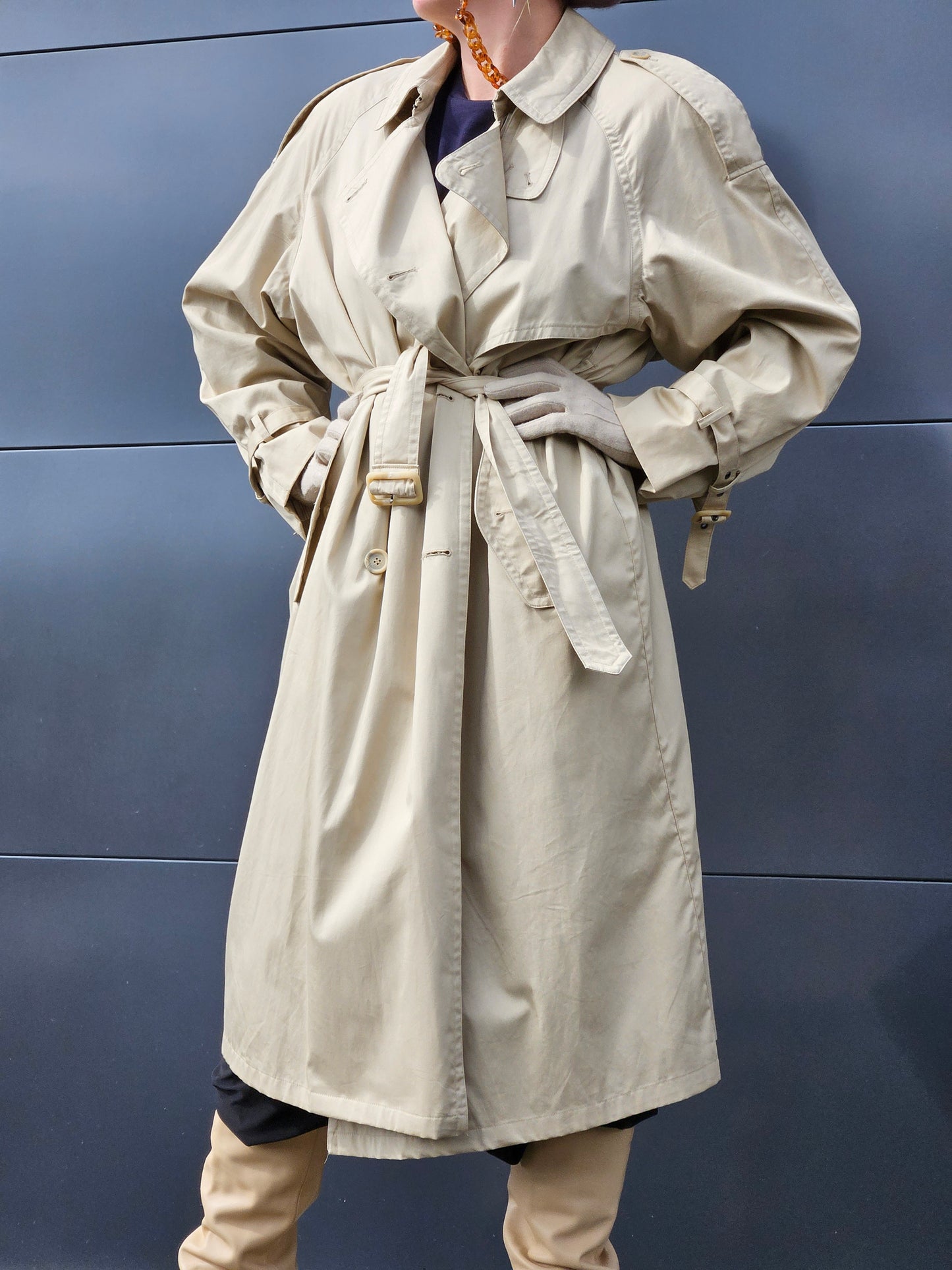 KOREAN MADE Ivory Cotton Trench Coat Sz 8-12