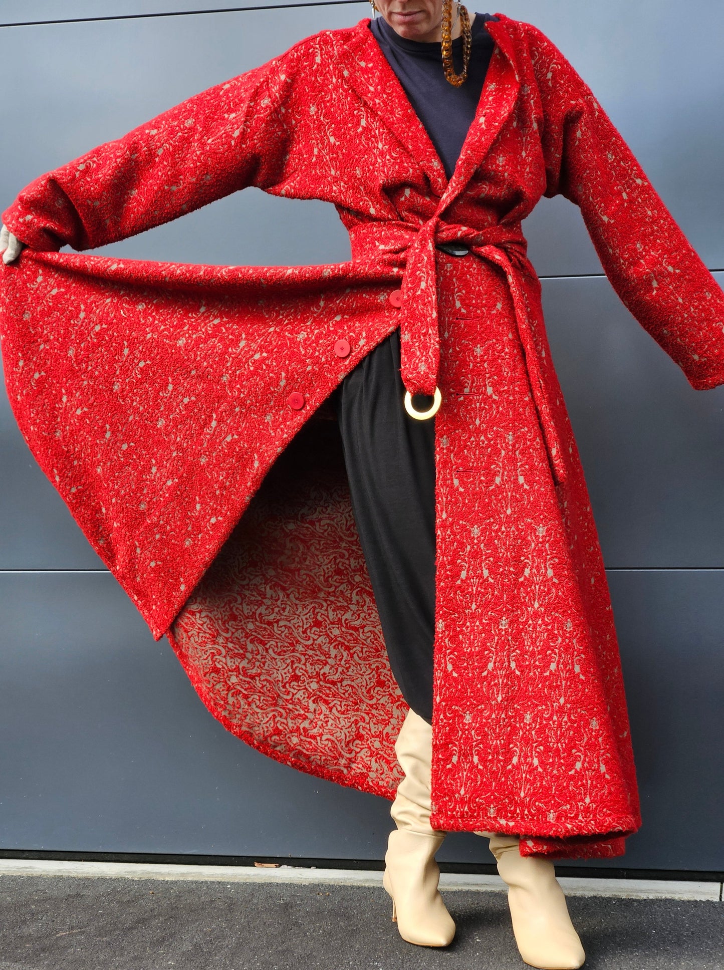 NZ MADE Miss Crabb Long Red Coat