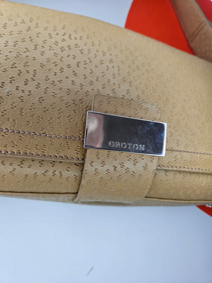 OROTON Nude Leather Clutch Bag Handbag sizeS