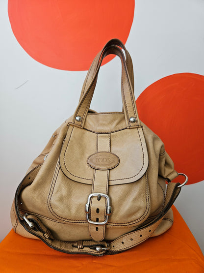 TOD'S Nude Leather Handbag sizeM