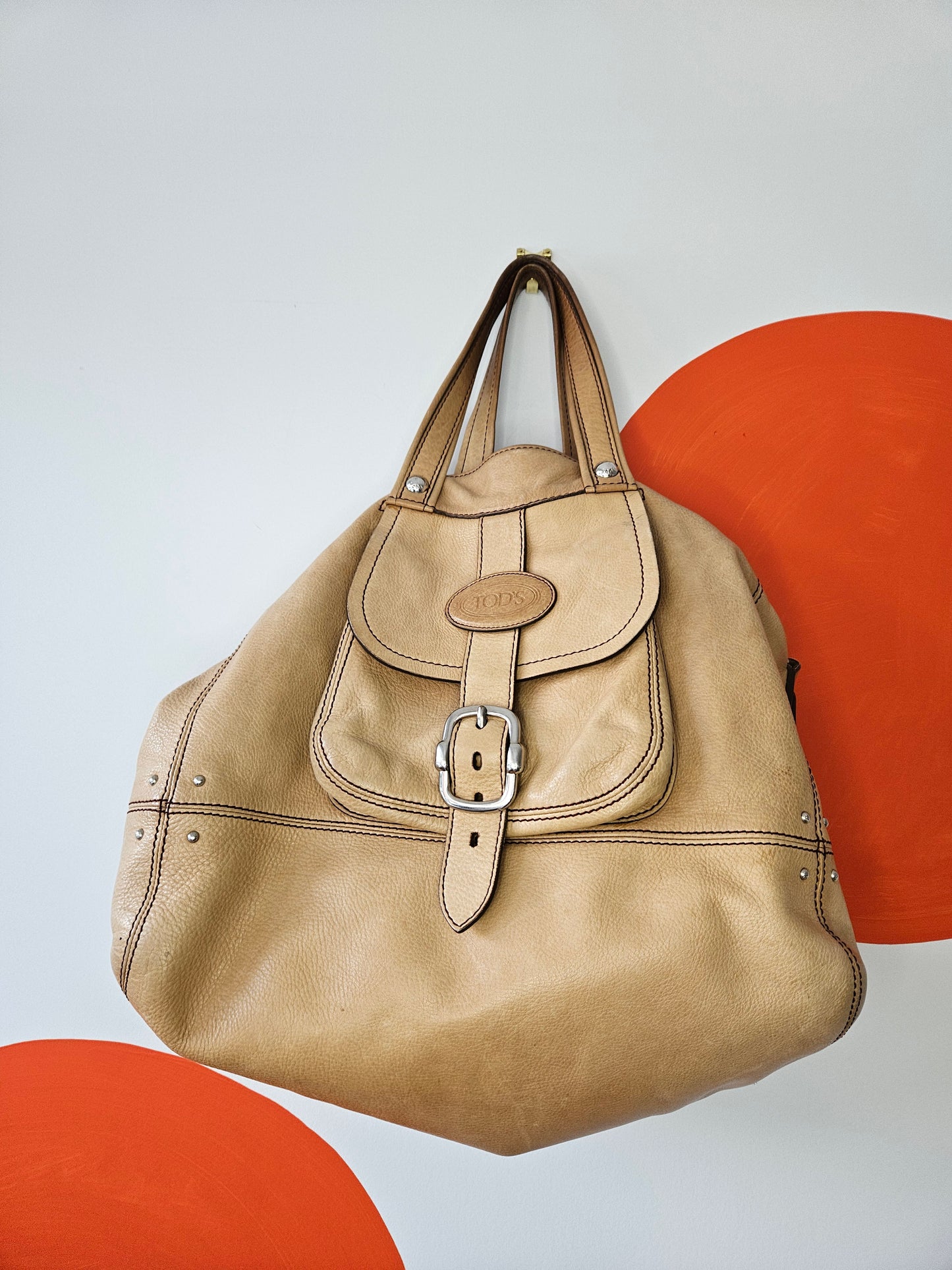 TOD'S Nude Leather Handbag sizeM