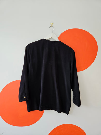 VINTAGE Long Sleeve Black Women's Shirt size Med