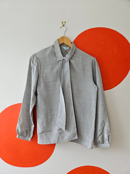 VINTAGE Silver-Grey Pattern Women's Shirt Sz M