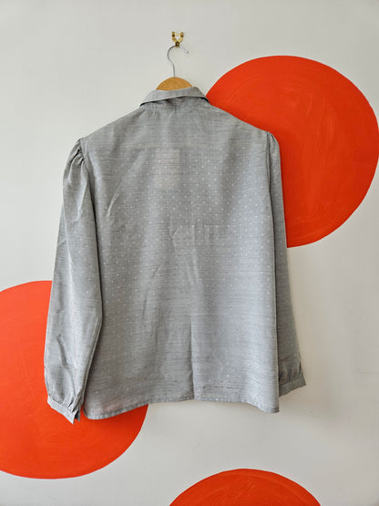 VINTAGE Silver Grey Patterned Women's Shirt size Med