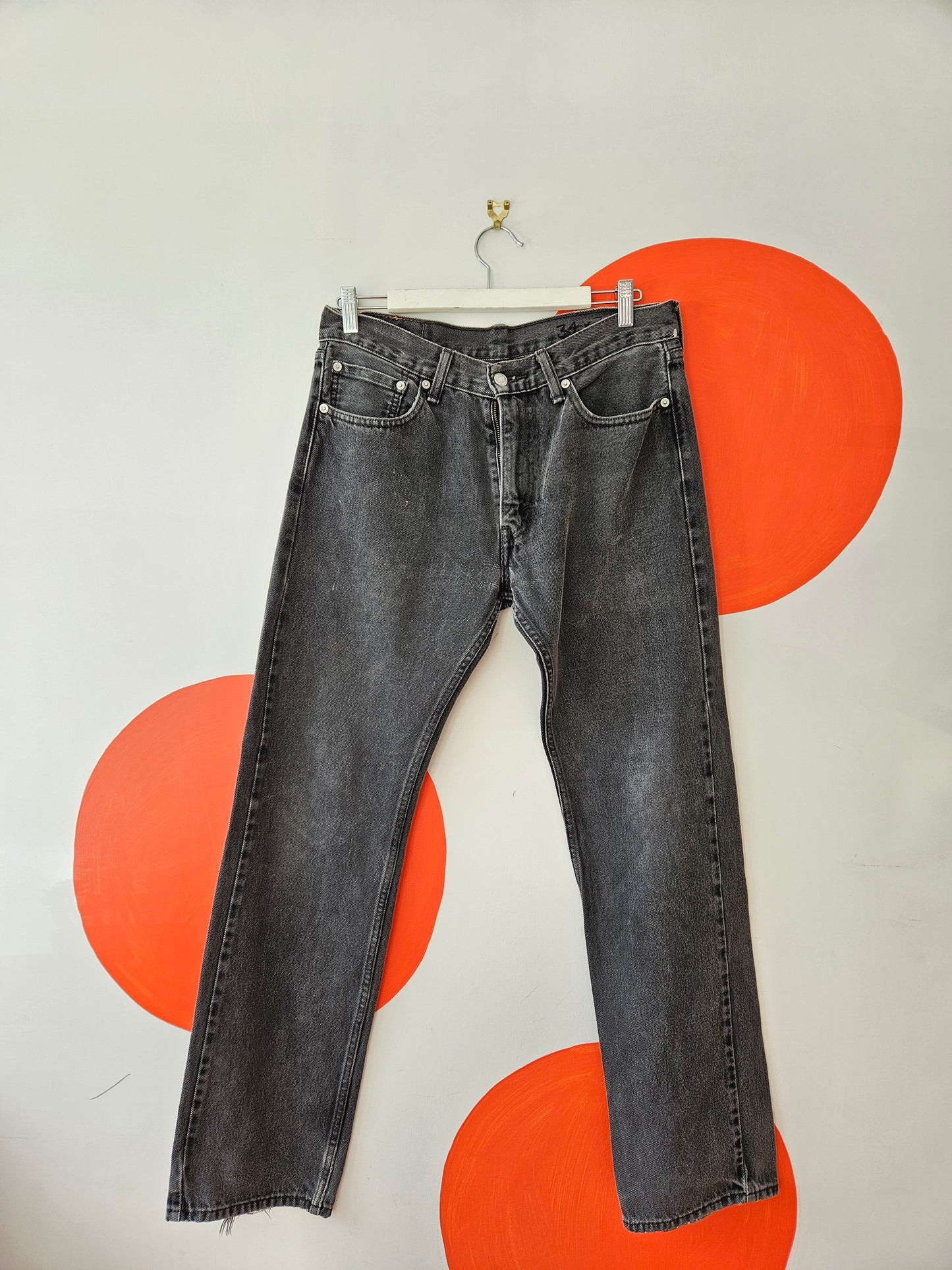 LEVI'S Black Stone Wash Jeans 505 Straight leg sz 34 x 34