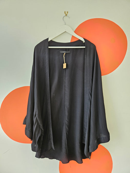 ONE TEASPOON Black Silk Kimono Robe Sz 10