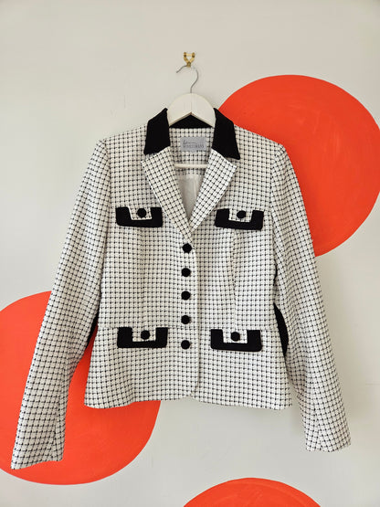 ADRIENNE WINKELMANN Monochrome Vintage Retro Blazer Sz 10