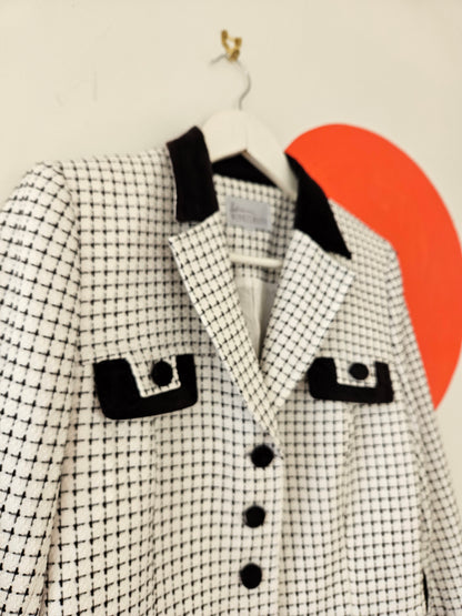 ADRIENNE WINKELMANN Monochrome Vintage Retro Blazer Sz 10