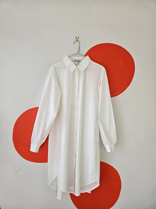 AKI DESIGN Oversized White Cotton Shirt Dress Sz 6-12