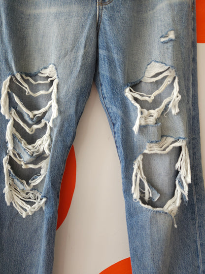 FRAME Le Hollywood Blue Ripped High Waist Denim Jeans W26