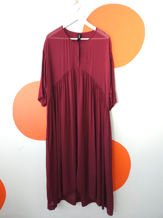 JASON LINGARD Sheer Maroon Long Oversized Dress Unisex Sz S