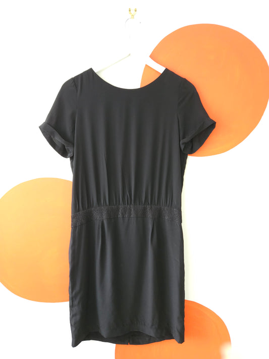 COMPTOIR DES COTONNIERS Black Silk Dress Sz XS